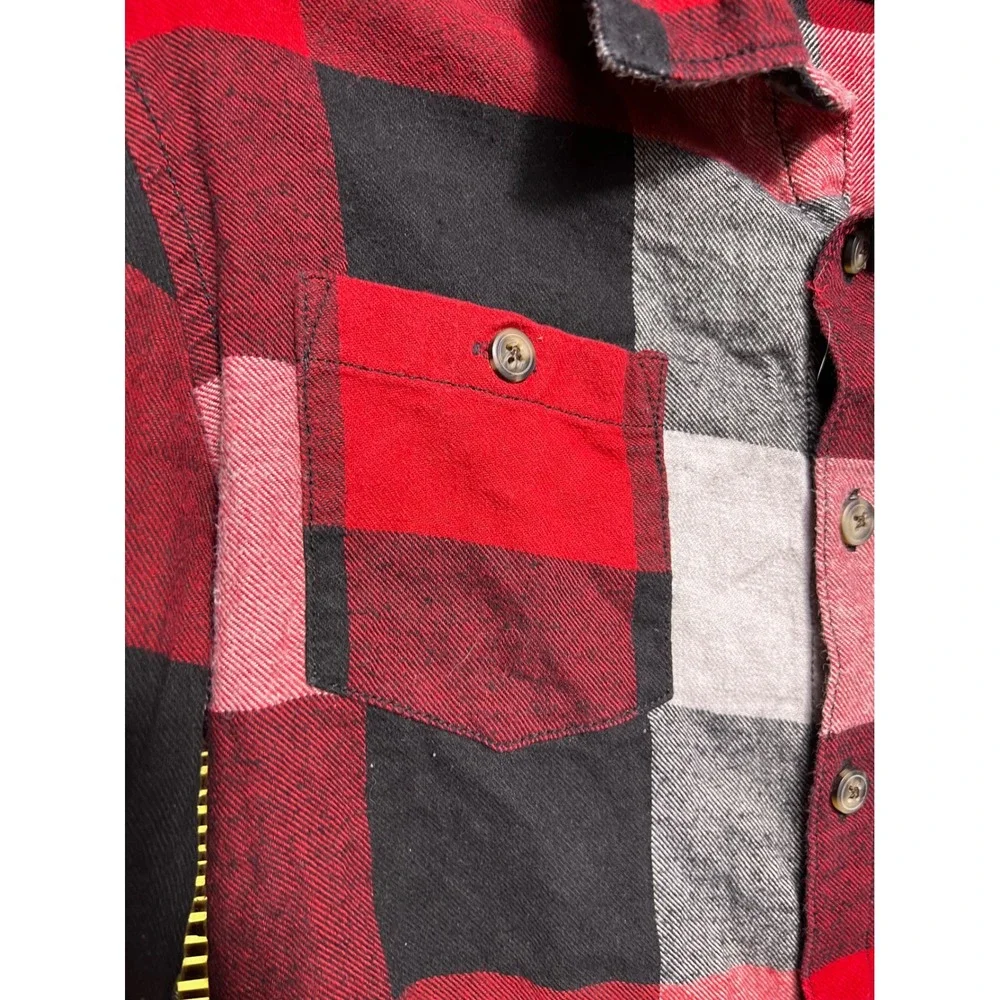 Gymboree Boys L 10-12 Red Black Buffalo Plaid Flannel Button Down Shirt 2017